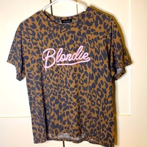 Oversized Leopard print Blondie band t shirt - Barbie logo